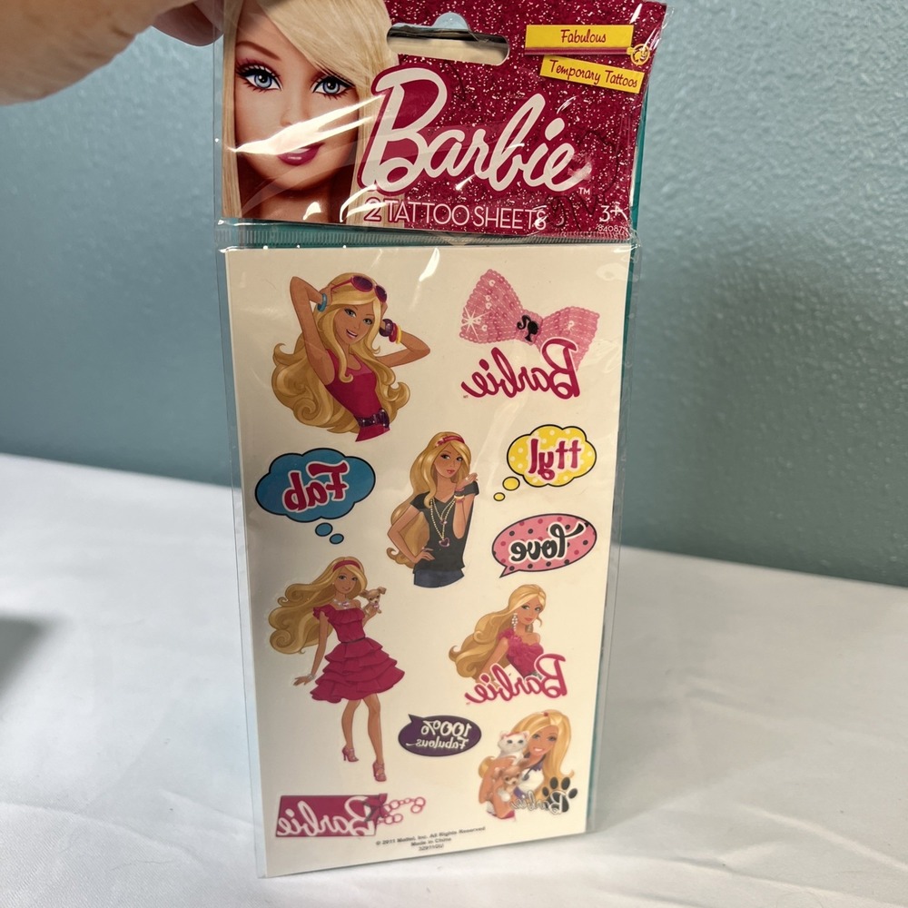 2011- Mattel Barbie Temporary Tattoo Sheets - 2 Sheets Per Package‎  NEW